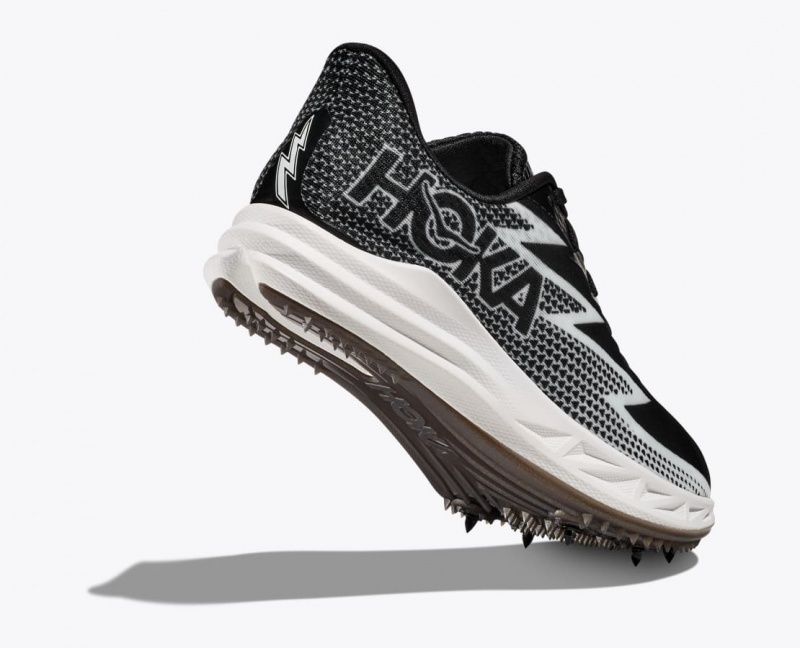 Black / White Men's HOKA Crescendo MD Track Spikes | 3184960-FZ