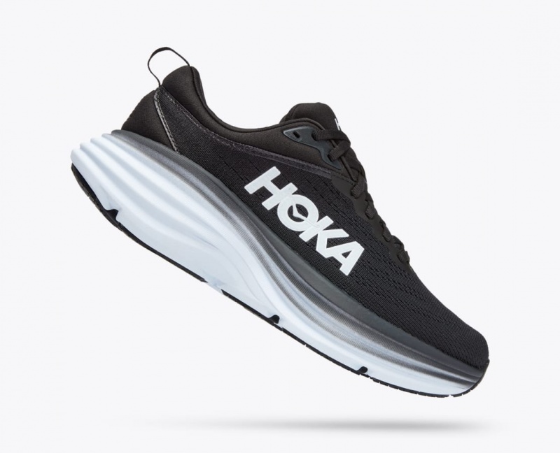 Black / White Women's HOKA Bondi 8 Running Shoes | 0561389-VH