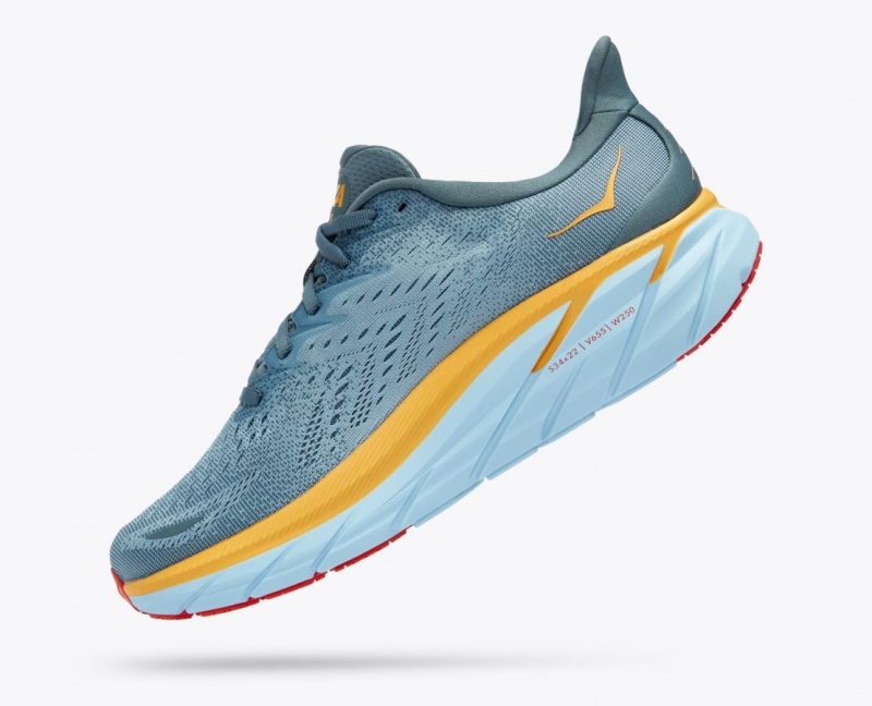 Blue Green / Orange Men's HOKA Clifton 8 Running Shoes | 6540927-DU