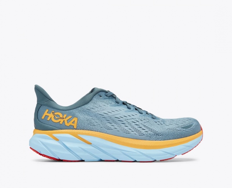 Blue Green / Orange Men\'s HOKA Clifton 8 Running Shoes | 6540927-DU