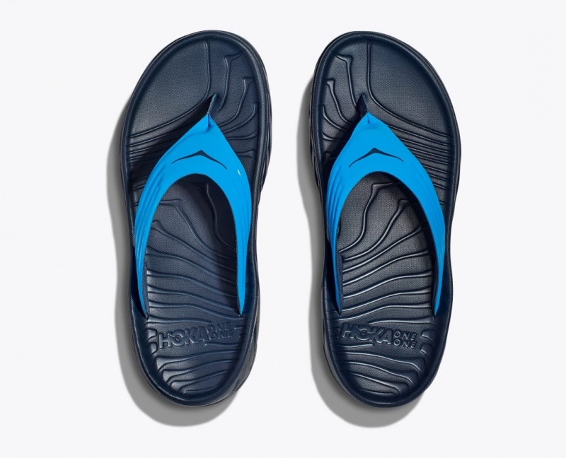 Blue / Black Men's HOKA ORA Recovery Flip Flops | 5394208-FY