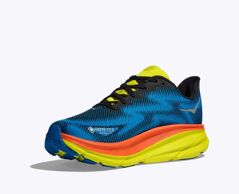 Blue / Black Women's HOKA Clifton 9 GTX Running Shoes | 1289760-LQ