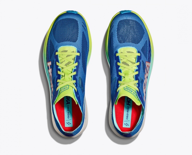 Blue / Green Men's HOKA Cielo Road Running Shoes | 7630928-ZF