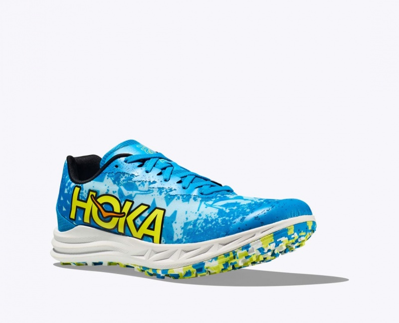 Blue / Green Men's HOKA Crescendo XC Spikeless Track Spikes | 1537048-KS