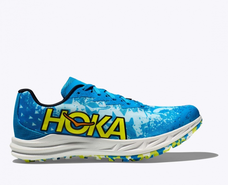 Blue / Green Men\'s HOKA Crescendo XC Spikeless Track Spikes | 1537048-KS