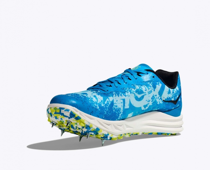 Blue / Green Men's HOKA Crescendo XC Track Spikes | 9736180-BZ