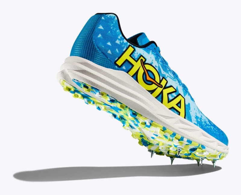 Blue / Green Men's HOKA Crescendo XC Track Spikes | 9736180-BZ