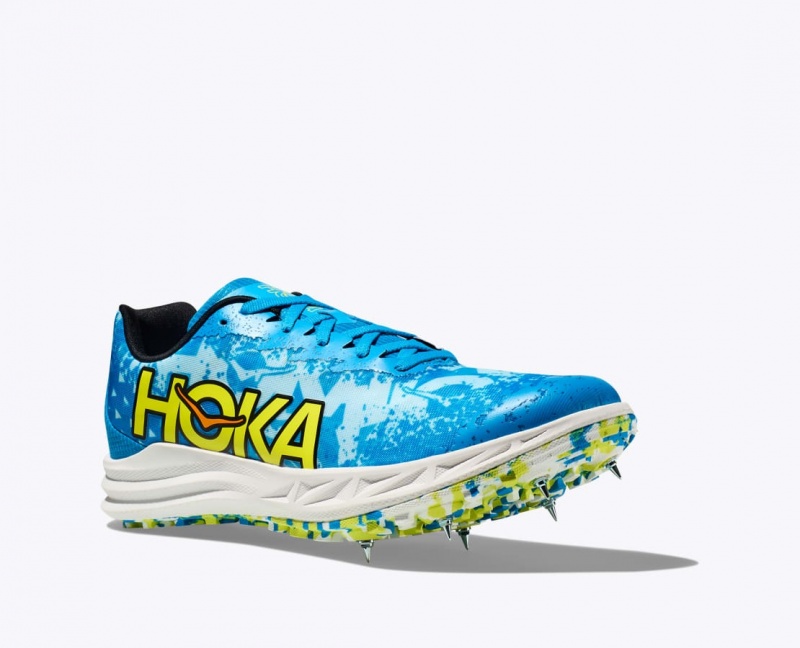 Blue / Green Men's HOKA Crescendo XC Track Spikes | 9736180-BZ