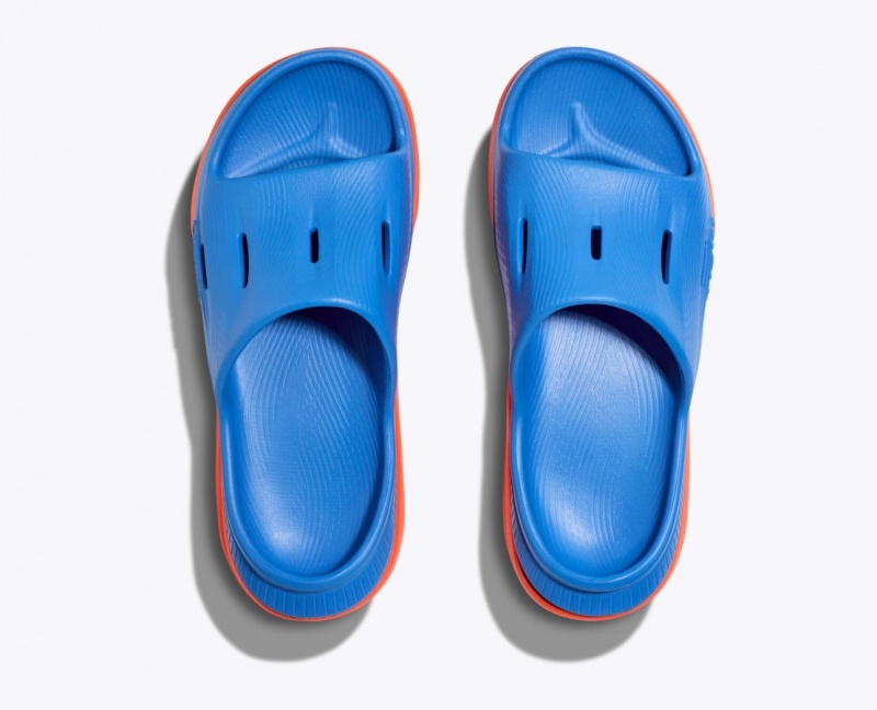 Blue / Orange Kids' HOKA Ora Recovery 3 Slides | 3812479-PV