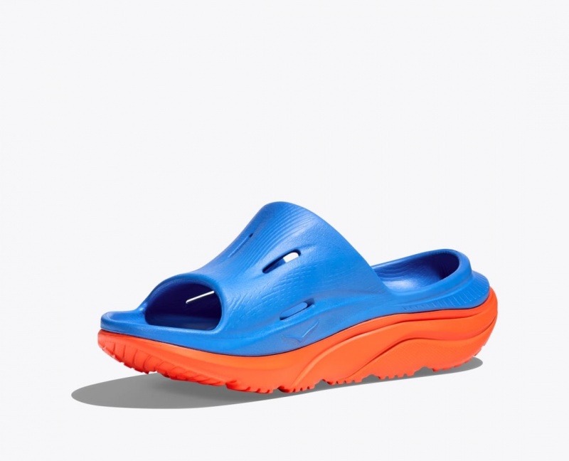 Blue / Orange Kids' HOKA Ora Recovery 3 Slides | 3812479-PV