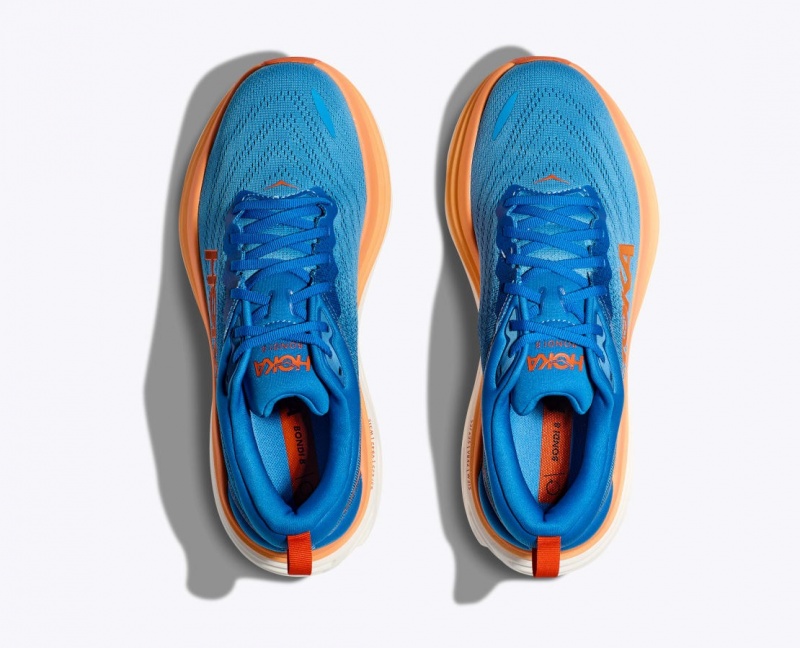 Blue / Orange Men's HOKA Bondi 8 Running Shoes | 9605427-RK