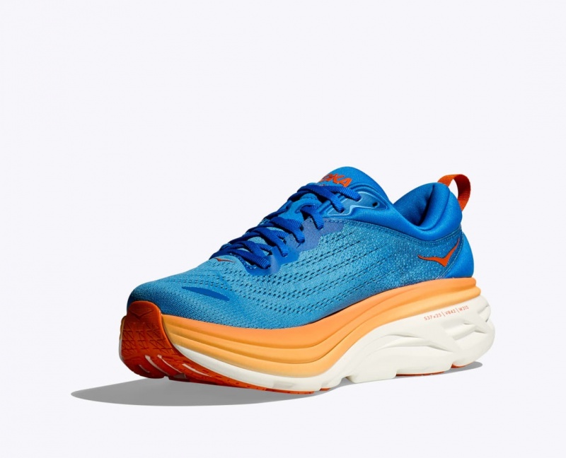 Blue / Orange Men's HOKA Bondi 8 Running Shoes | 9605427-RK