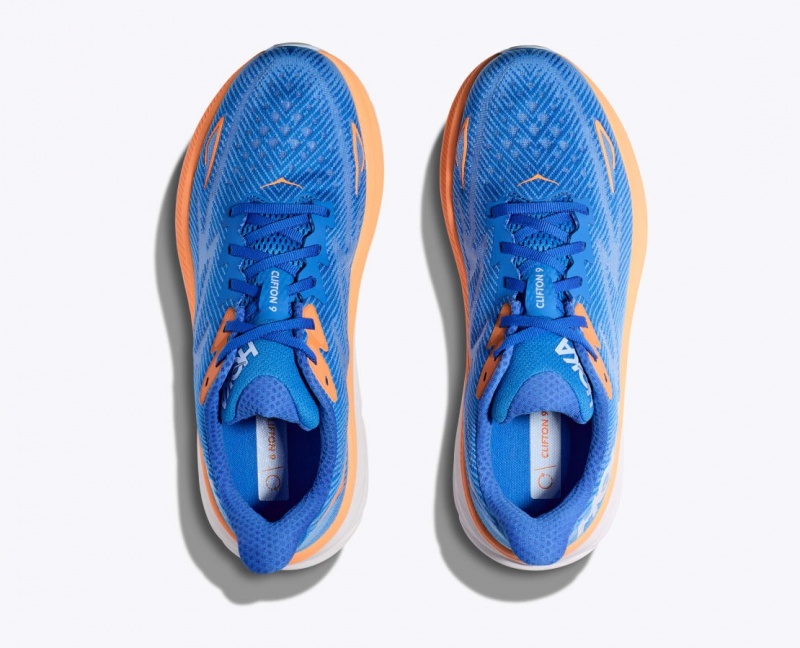 Blue / Orange Men's HOKA Clifton 9 Running Shoes | 8130742-ZH