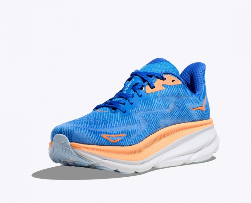 Blue / Orange Men's HOKA Clifton 9 Running Shoes | 8130742-ZH