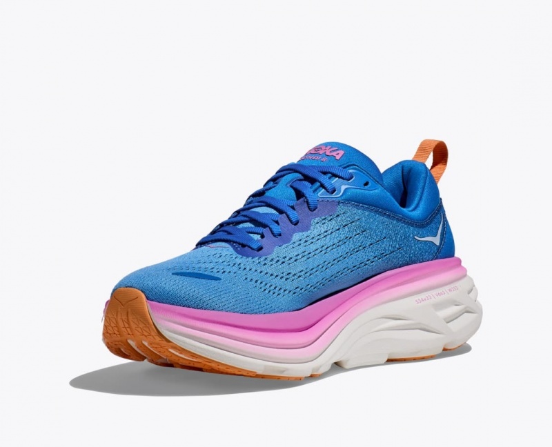 Blue / Pink Women's HOKA Bondi 8 Running Shoes | 6849031-MA