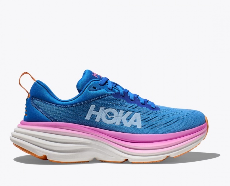 Blue / Pink Women\'s HOKA Bondi 8 Running Shoes | 6849031-MA