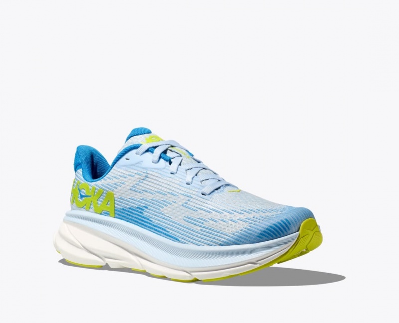 Blue / White Kids' HOKA Clifton 9 Running Shoes | 1328459-PI