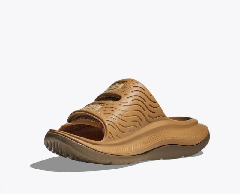 Brown Men's HOKA Ora Luxe Slide | 4297103-FW