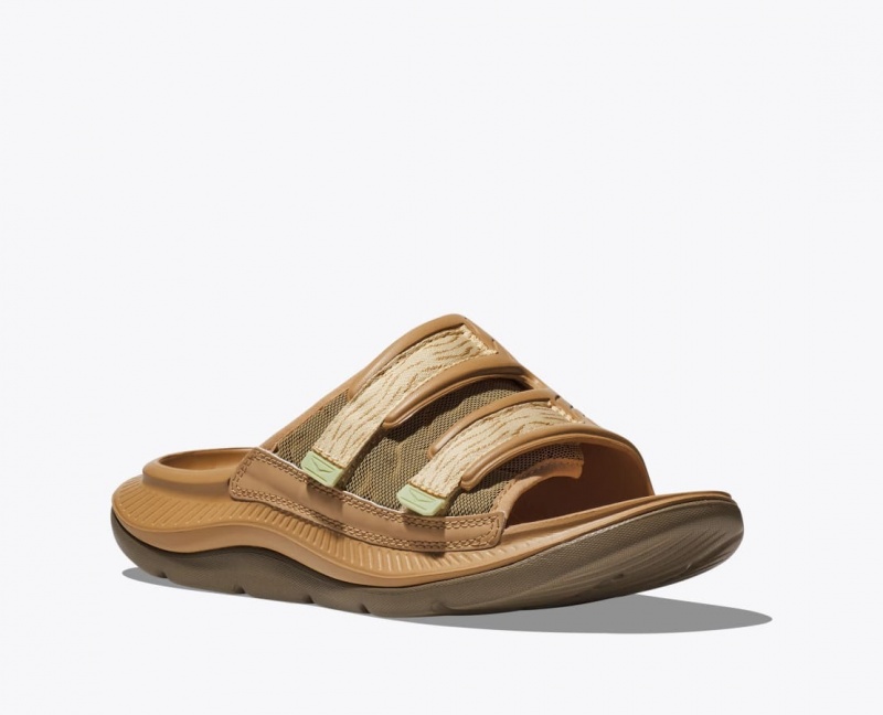 Brown Men's HOKA Ora Luxe Slide | 4297103-FW