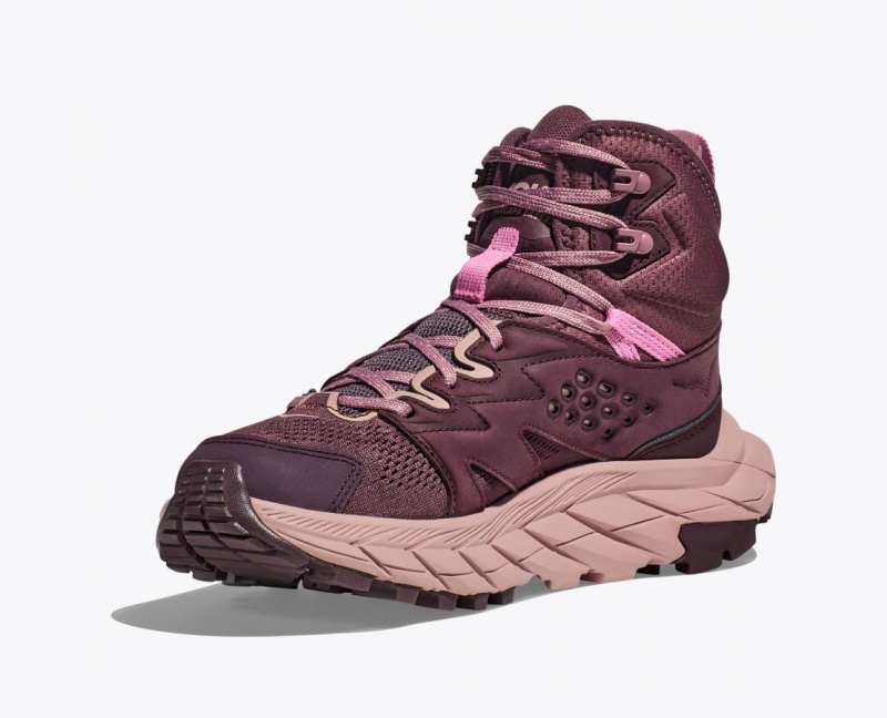 Burgundy Women's HOKA Anacapa Breeze Mid Hiking Boots | 8037952-PJ