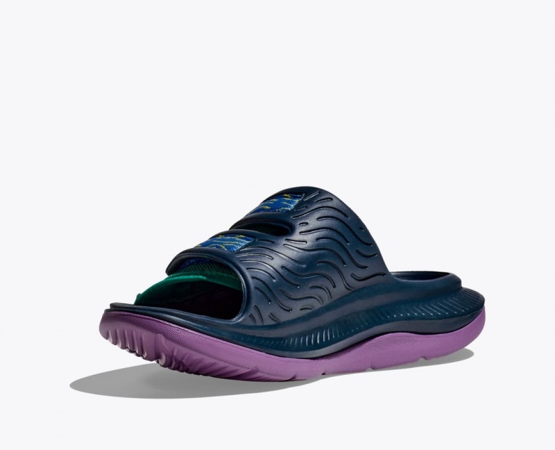 Dark Blue / Green / Purple Men's HOKA Ora Luxe Slide | 5093462-SN