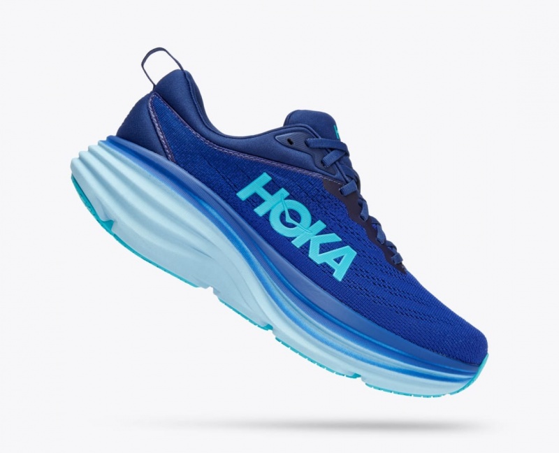 Dark Blue / Light Blue Men's HOKA Bondi 8 Running Shoes | 7453086-SO