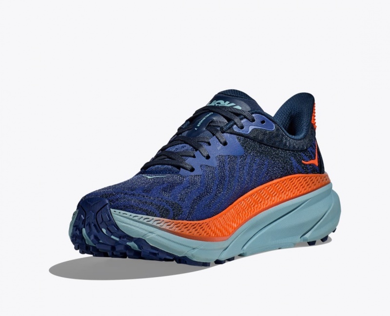 Dark Blue / Orange Men's HOKA Challenger 7 Trail Running Shoes | 2134768-HQ