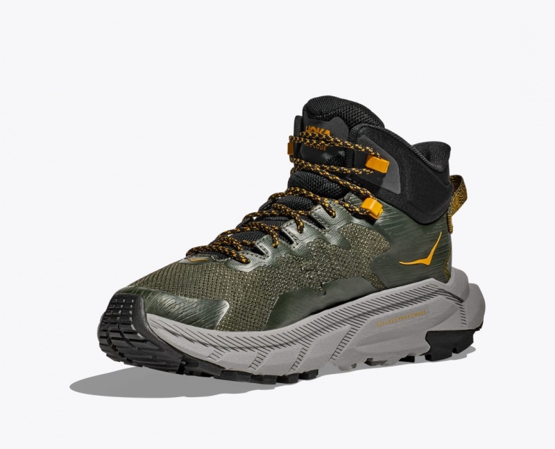 Dark Green Men's HOKA Trail Code GTX Hiking Boots | 4015689-FW