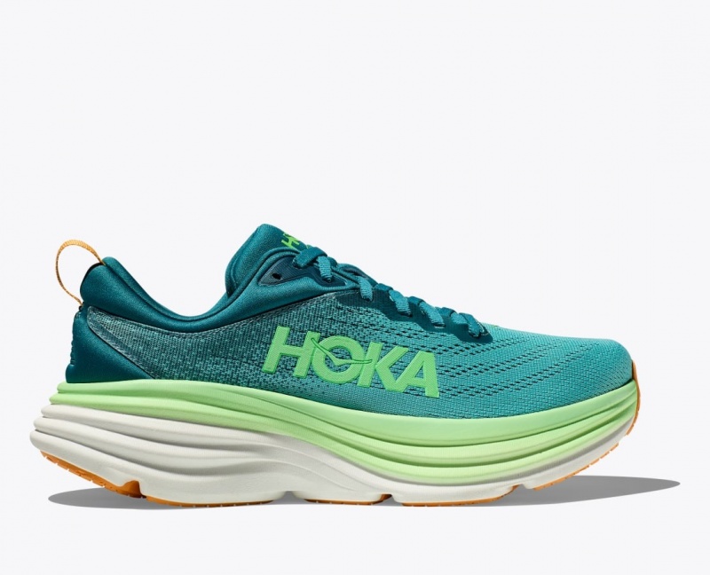 Dark Green / Light Green Men\'s HOKA Bondi 8 Running Shoes | 4216870-AK