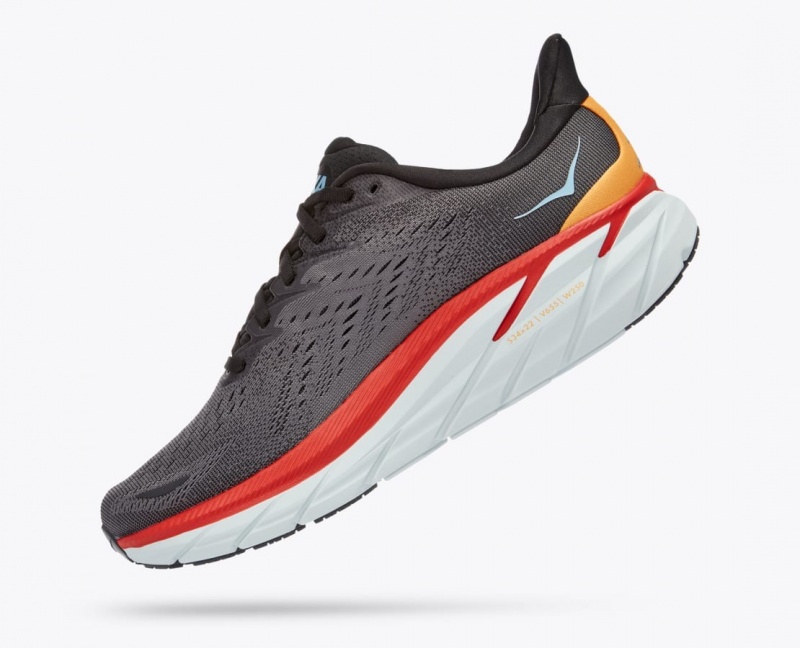 Dark Grey / Red Men's HOKA Clifton 8 Running Shoes | 0948316-KT