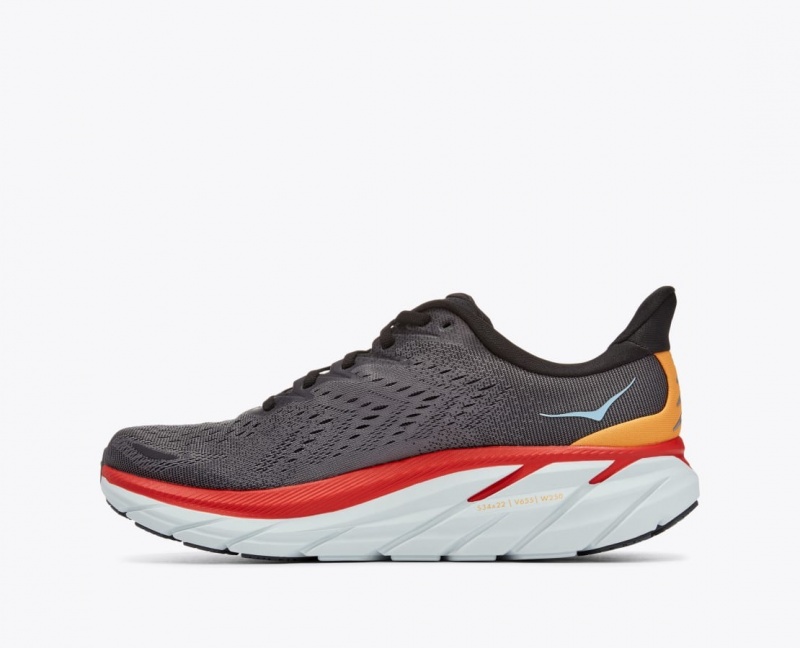 Dark Grey / Red Men's HOKA Clifton 8 Running Shoes | 0948316-KT