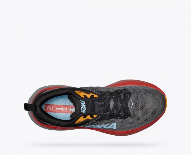 Dark Grey / Red / Black Men's HOKA Bondi 8 Running Shoes | 2501439-IB