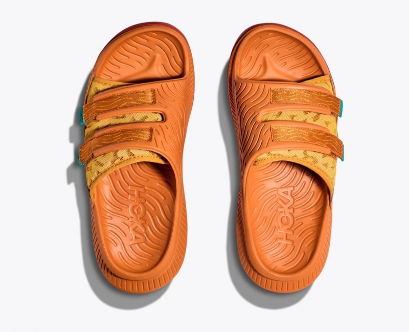 Dark Orange Men's HOKA Ora Luxe Slide | 3416025-XV