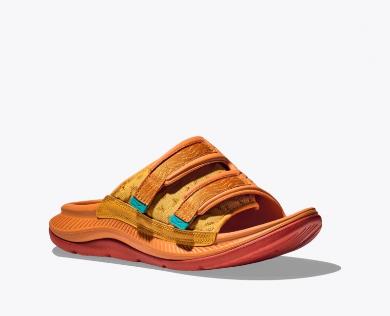 Dark Orange Men's HOKA Ora Luxe Slide | 3416025-XV