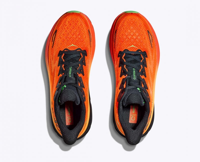 Dark Orange / Black Men's HOKA Clifton 9 Running Shoes | 0572168-AZ