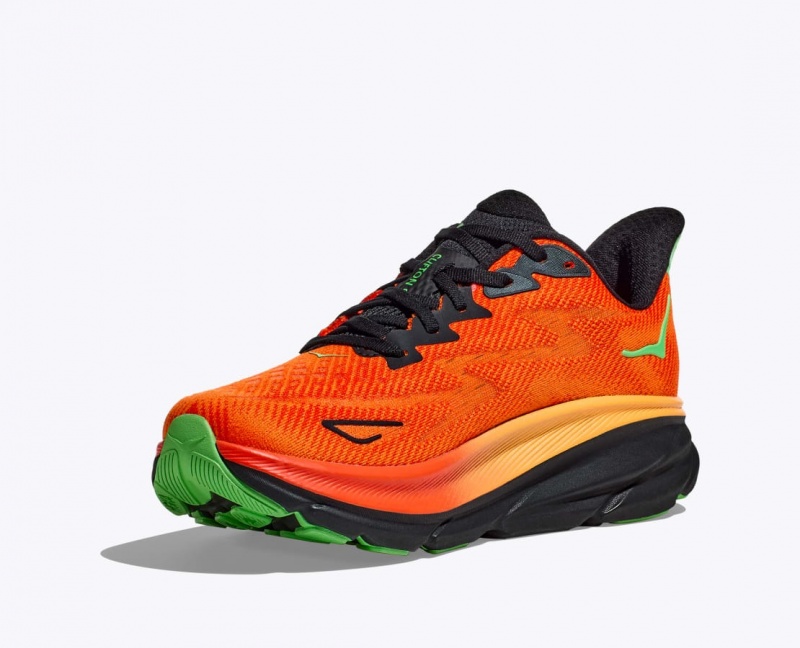 Dark Orange / Black Men's HOKA Clifton 9 Running Shoes | 0572168-AZ