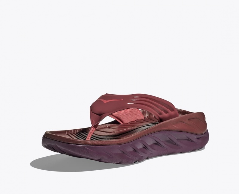 Dark Red Men's HOKA ORA Recovery Flip Flops | 6352704-QJ