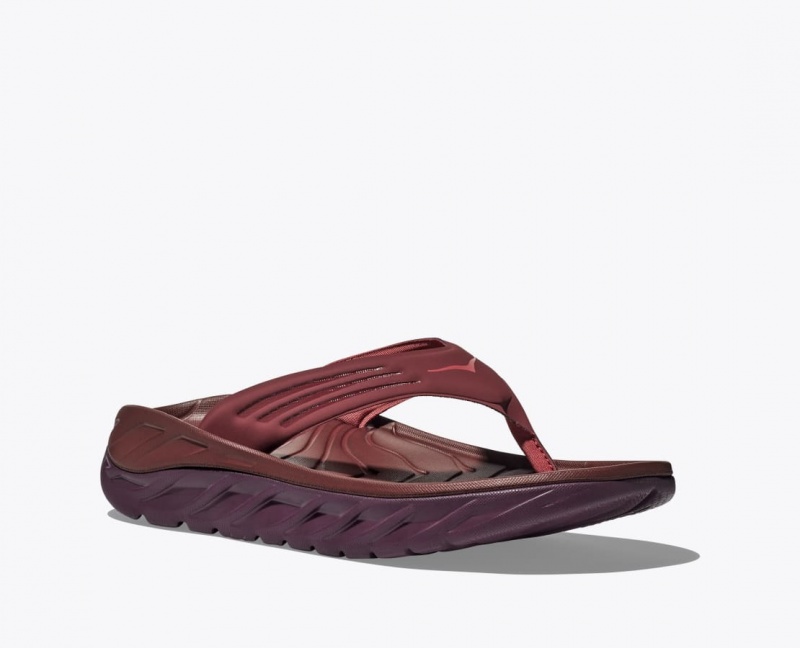 Dark Red Men's HOKA ORA Recovery Flip Flops | 6352704-QJ