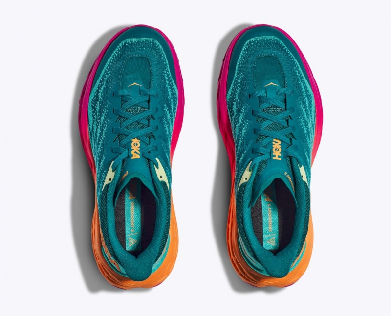 Dark Turquoise / Pink / Orange Men's HOKA Speedgoat 5 Trail Running Shoes | 8167930-OJ