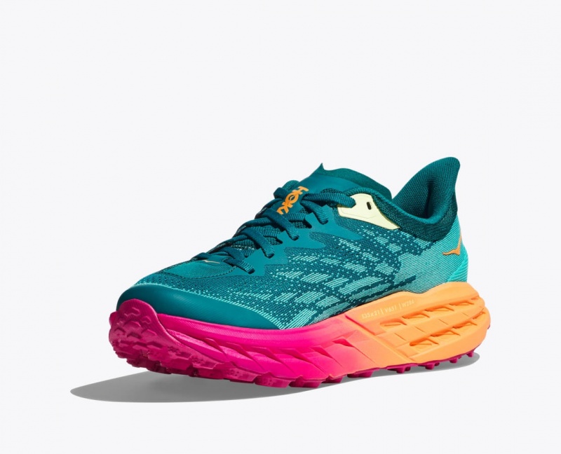 Dark Turquoise / Pink / Orange Men's HOKA Speedgoat 5 Trail Running Shoes | 8167930-OJ