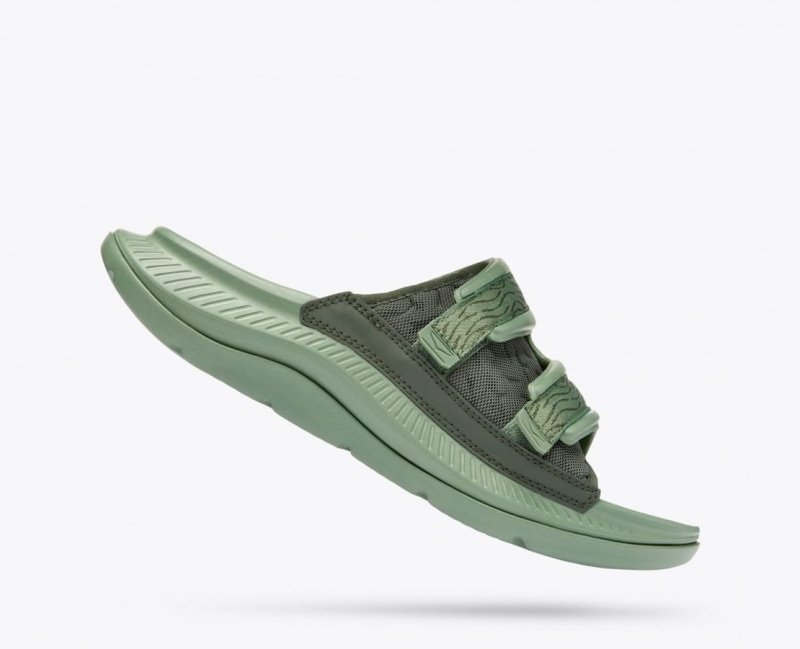 Green Men's HOKA Ora Luxe Slide | 4927061-PY