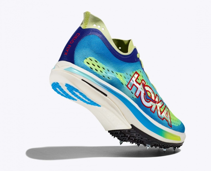 Green / Blue Men's HOKA Cielo FLYX Track Spikes | 0935816-YF