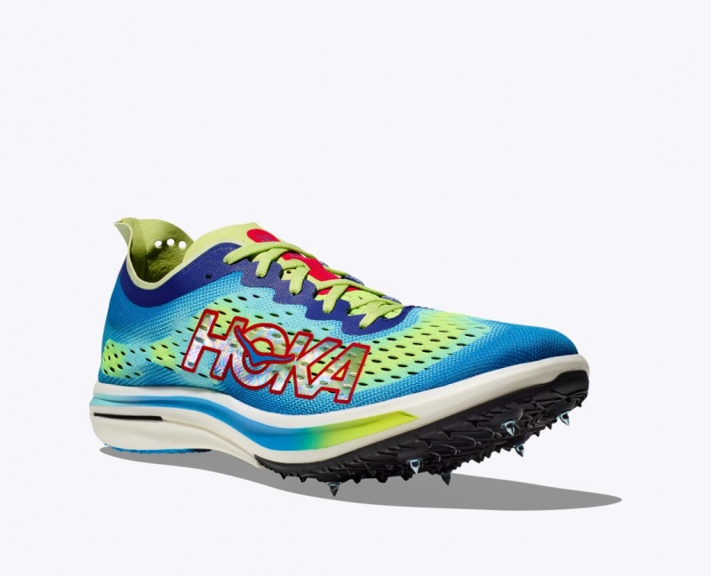 Green / Blue Men's HOKA Cielo FLYX Track Spikes | 0935816-YF