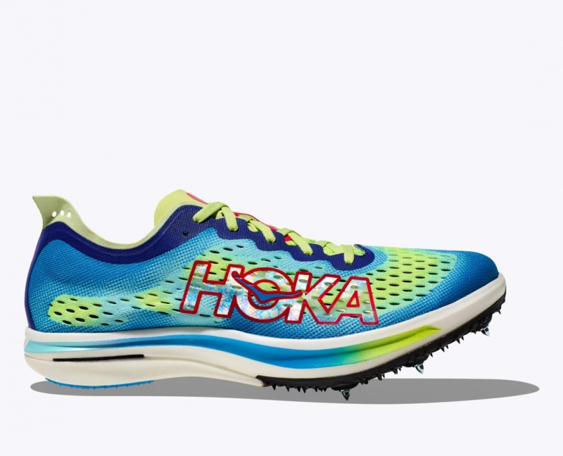 Green / Blue Women\'s HOKA Cielo FLYX Track Spikes | 2749351-QR