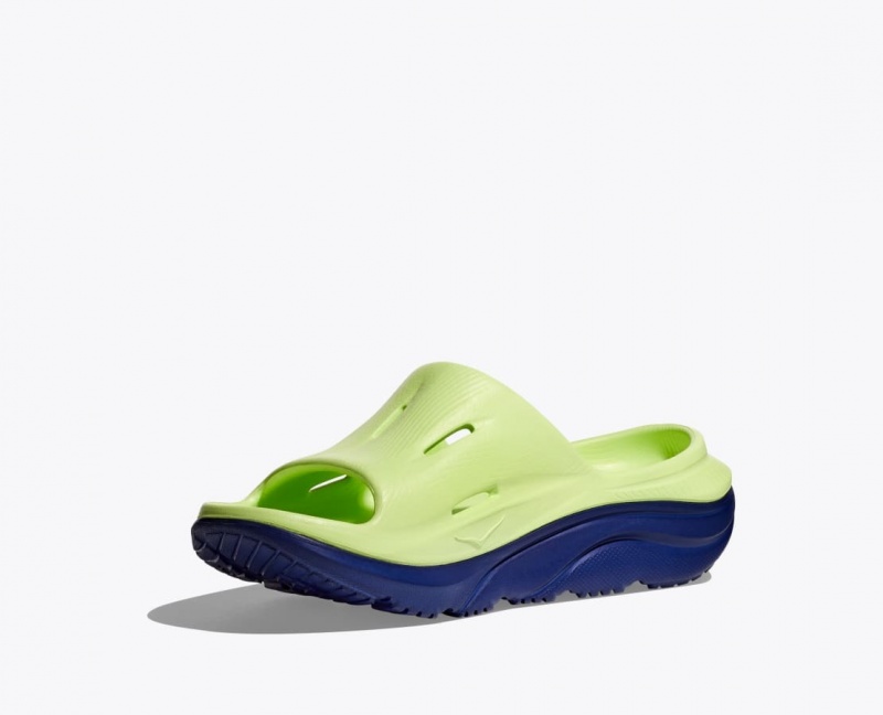 Green / Navy Kids' HOKA Ora Recovery 3 Slides | 8479563-WS