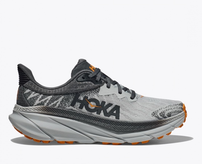 Grey / Black Men\'s HOKA Challenger 7 Trail Running Shoes | 5421670-NR