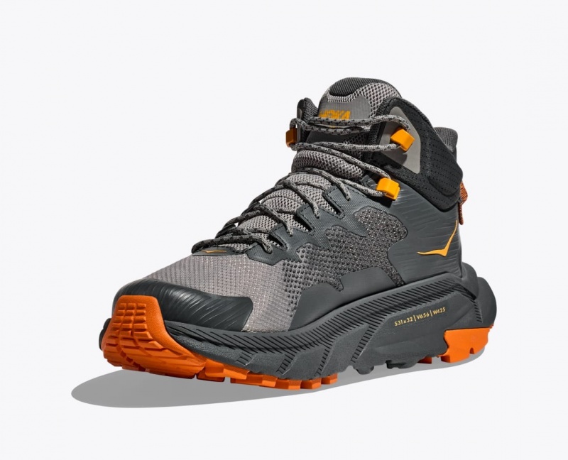 Grey / Black Men's HOKA Trail Code GTX Hiking Boots | 7132965-UI