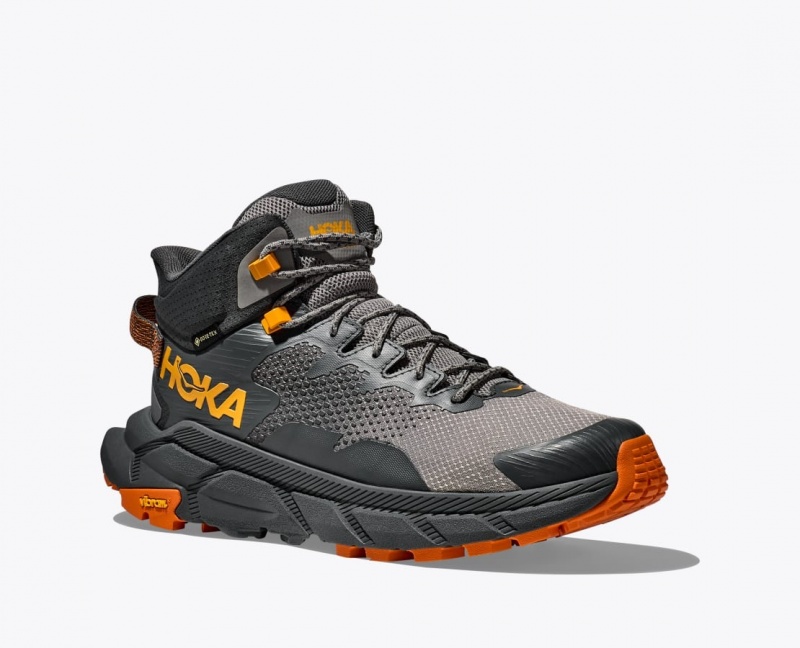 Grey / Black Men's HOKA Trail Code GTX Hiking Boots | 7132965-UI