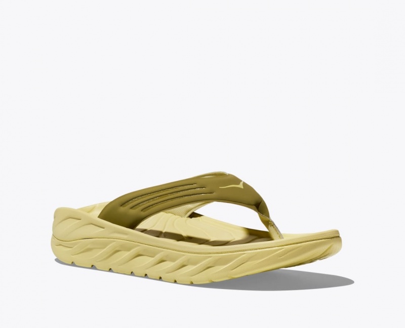 Khaki Men's HOKA ORA Recovery Flip Flops | 1496523-HR