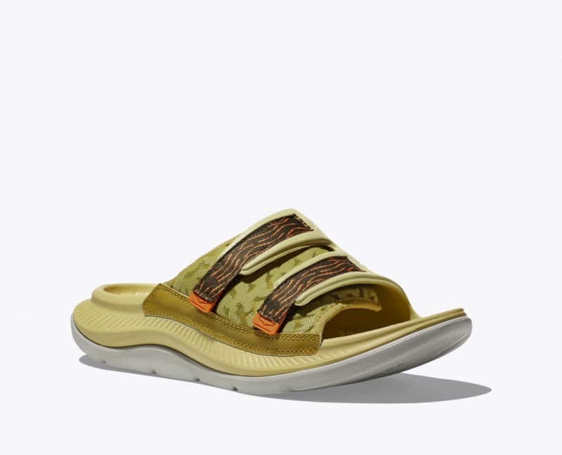 Khaki / Brown Men's HOKA Ora Luxe Slide | 3057421-ME